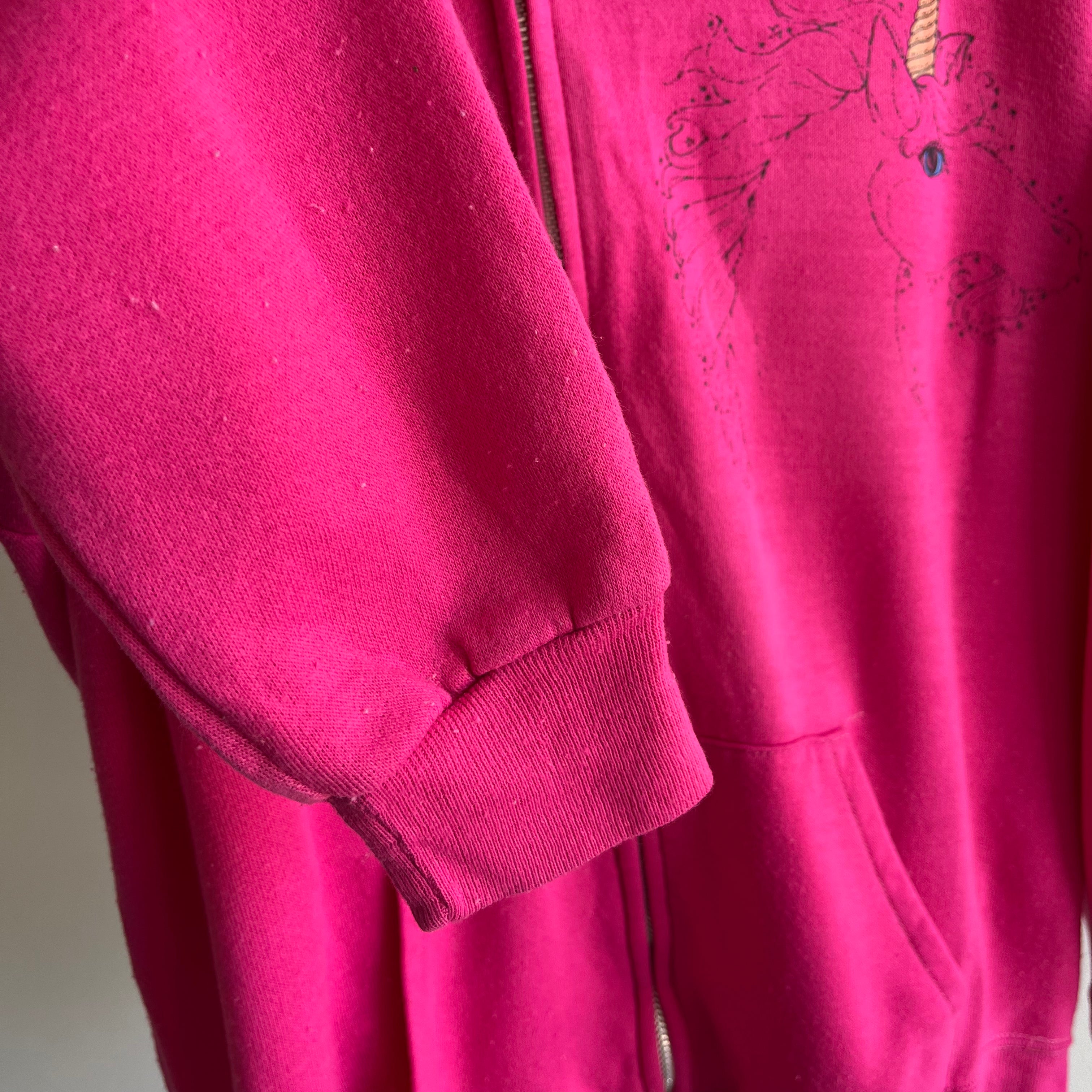 1980s Nicely Worn Unicorn Zip Up Hoodie