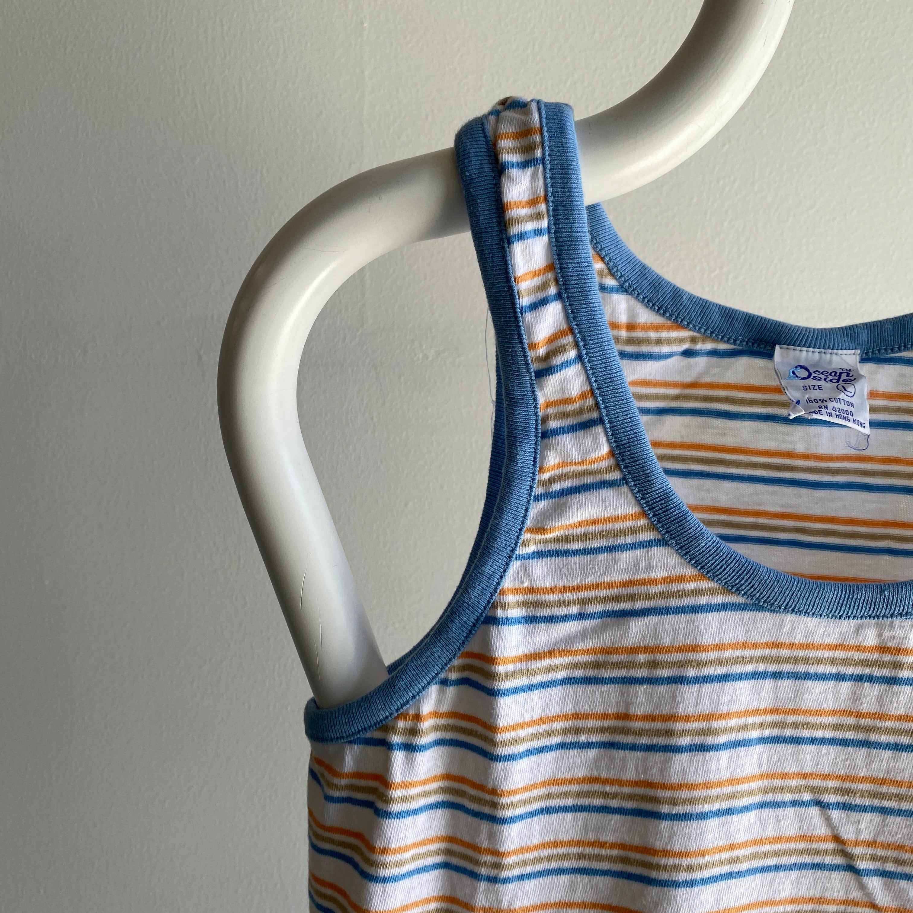 1980s Great Striped Cotton Tank Top