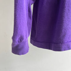 1980s Blank Long Sleeve Purple T-Shirt - Combed Cotton