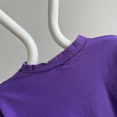 1980s Blank Long Sleeve Purple T-Shirt - Combed Cotton