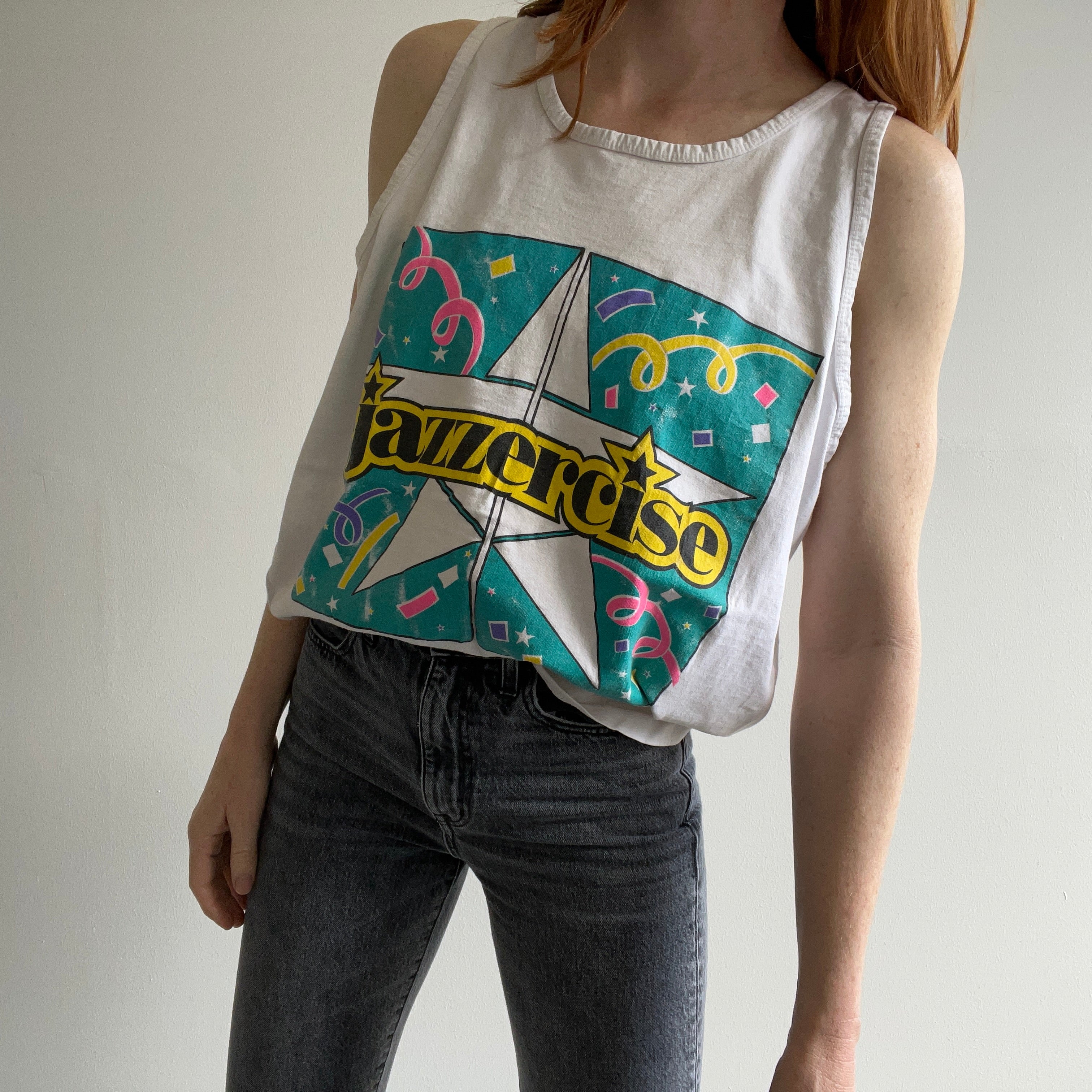 1990s Jazzercise Cotton Tank Top - YES PLEASE!