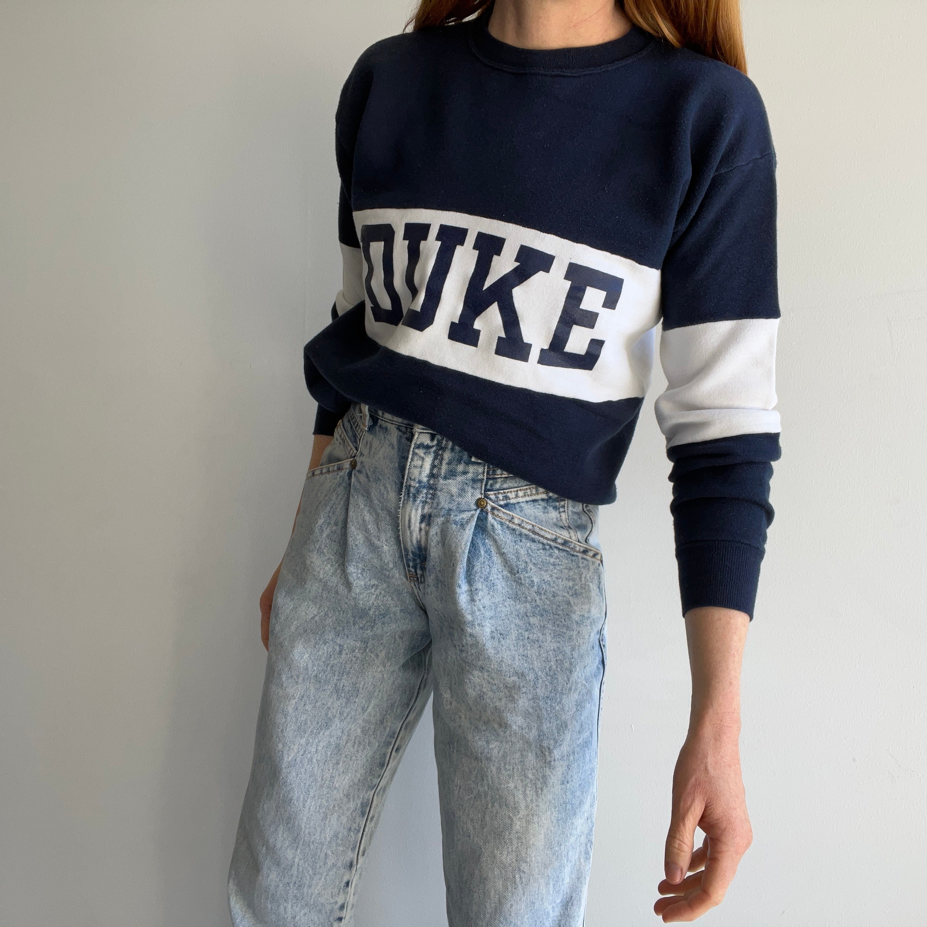 1980s Duke University Color Block Sweatshirt by Velva Sheen !!!