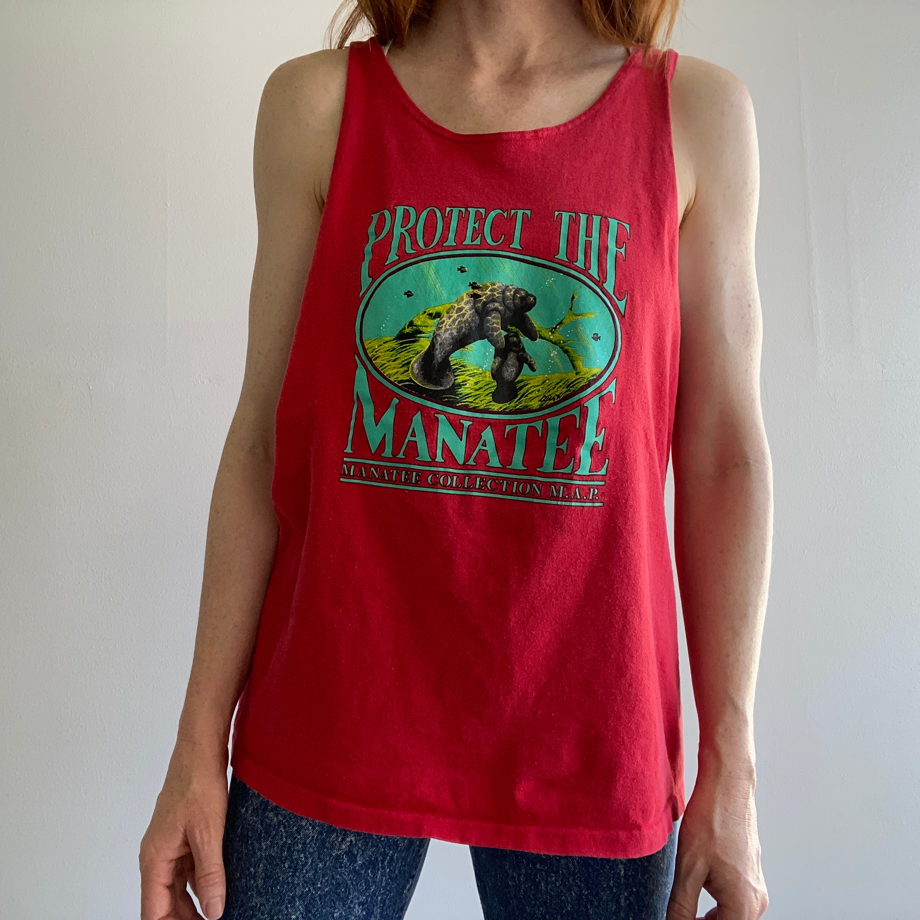 1980s Protect the Manatees Tank Top - Awwwwww