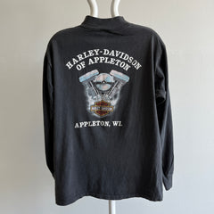 1989 3D Emblem!!!!!!  Front and Back Harley Mock Neck Long Sleeve T-Shirt