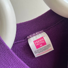 1990s Hanes Her Way Blank Purple Raglan Sweatshirt