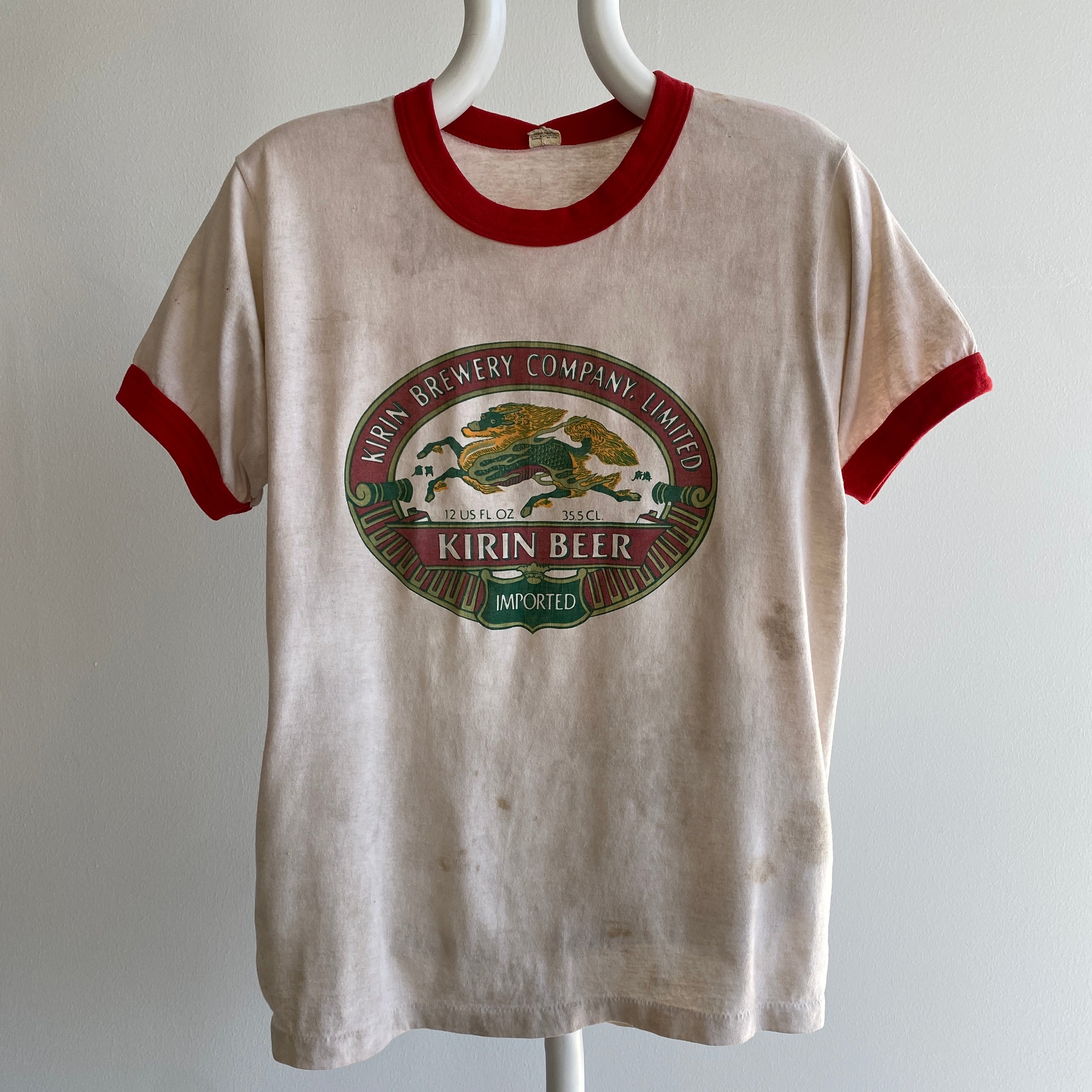 1980s BEYOND Stained Kiran Beer Screen Stars Ring T-Shirt