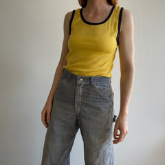 1970s Yellow with Navy Piping Knit Tank Top
