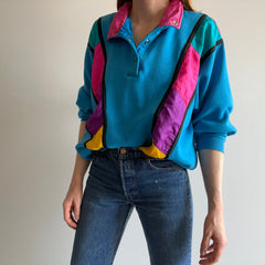 1980s Active Grandma Mock Neck Sweatshirt AVEC Poches