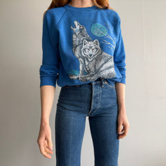 1980s Wolf Animal Sweatshirt - WOW