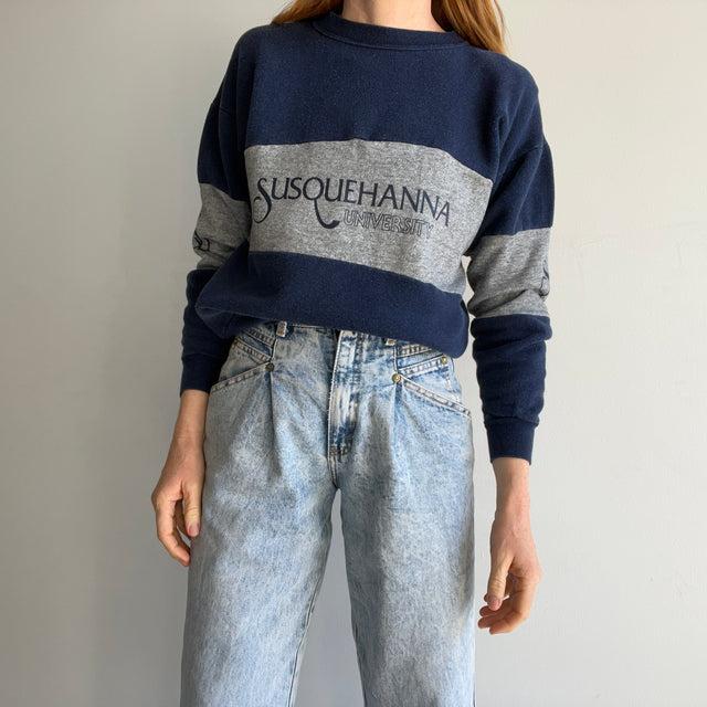 1970s Susquehanna University Color Block Sweatshirt by Collegiate Pacific