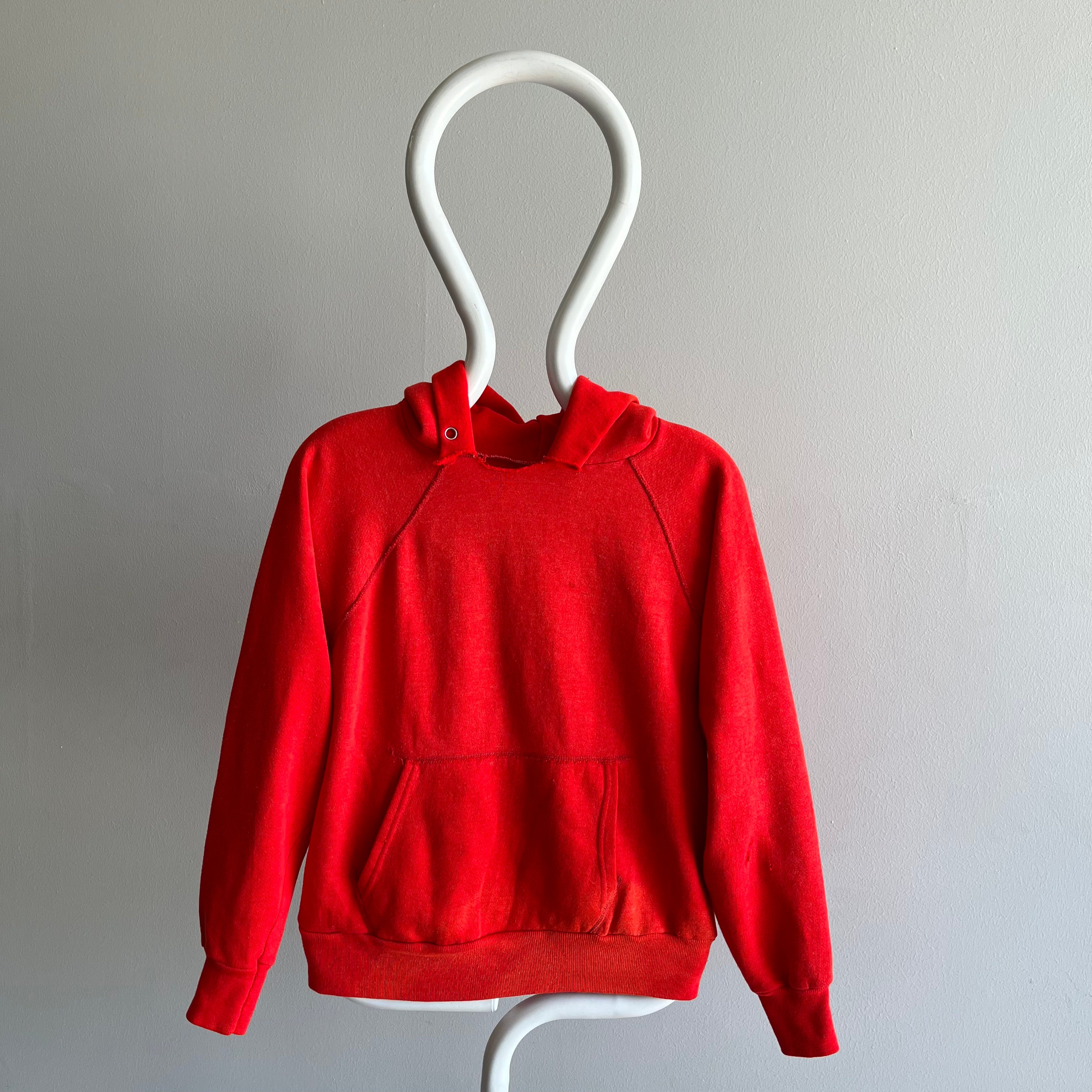 1980s Sun Faded Smaller Red Hoodie