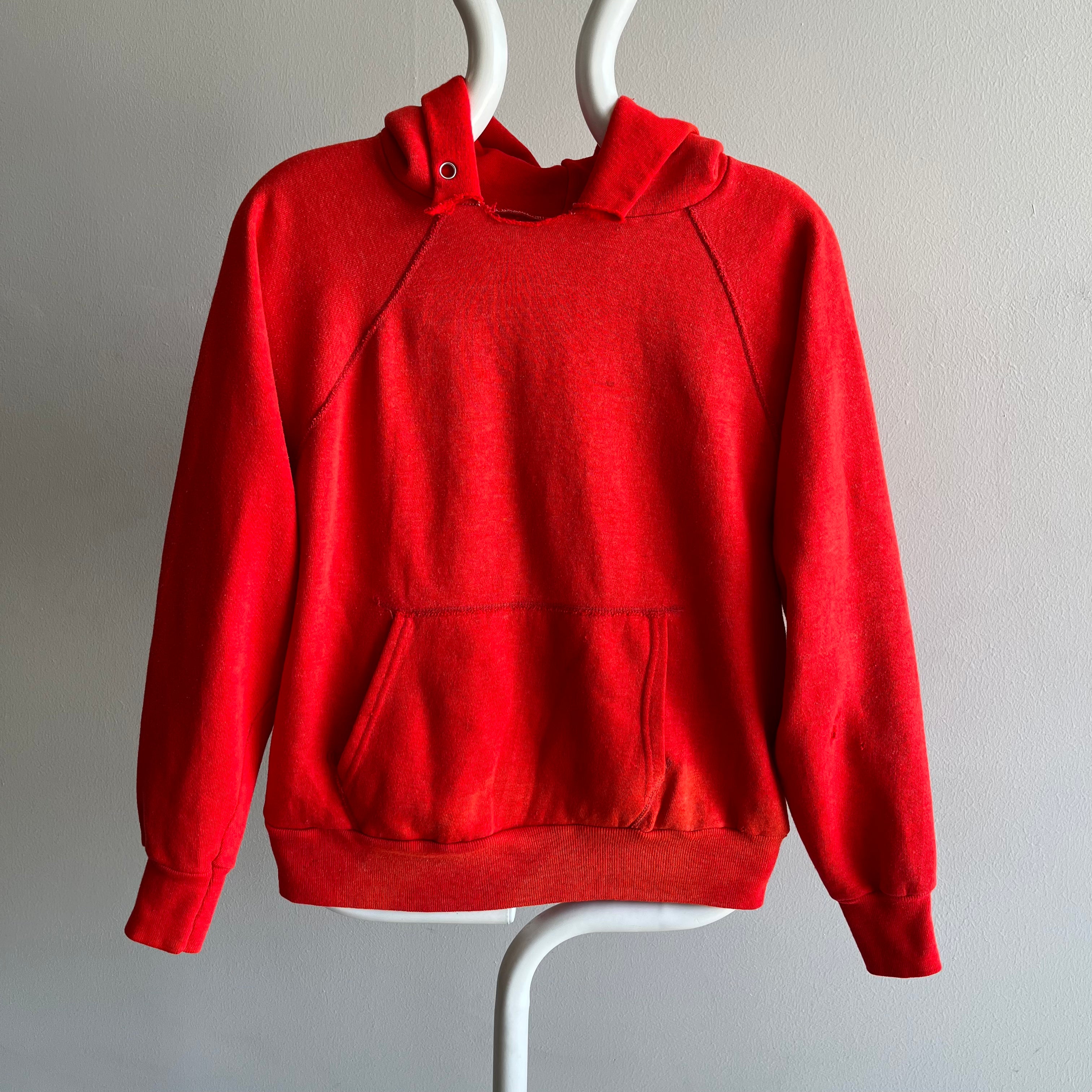 1980s Sun Faded Smaller Red Hoodie