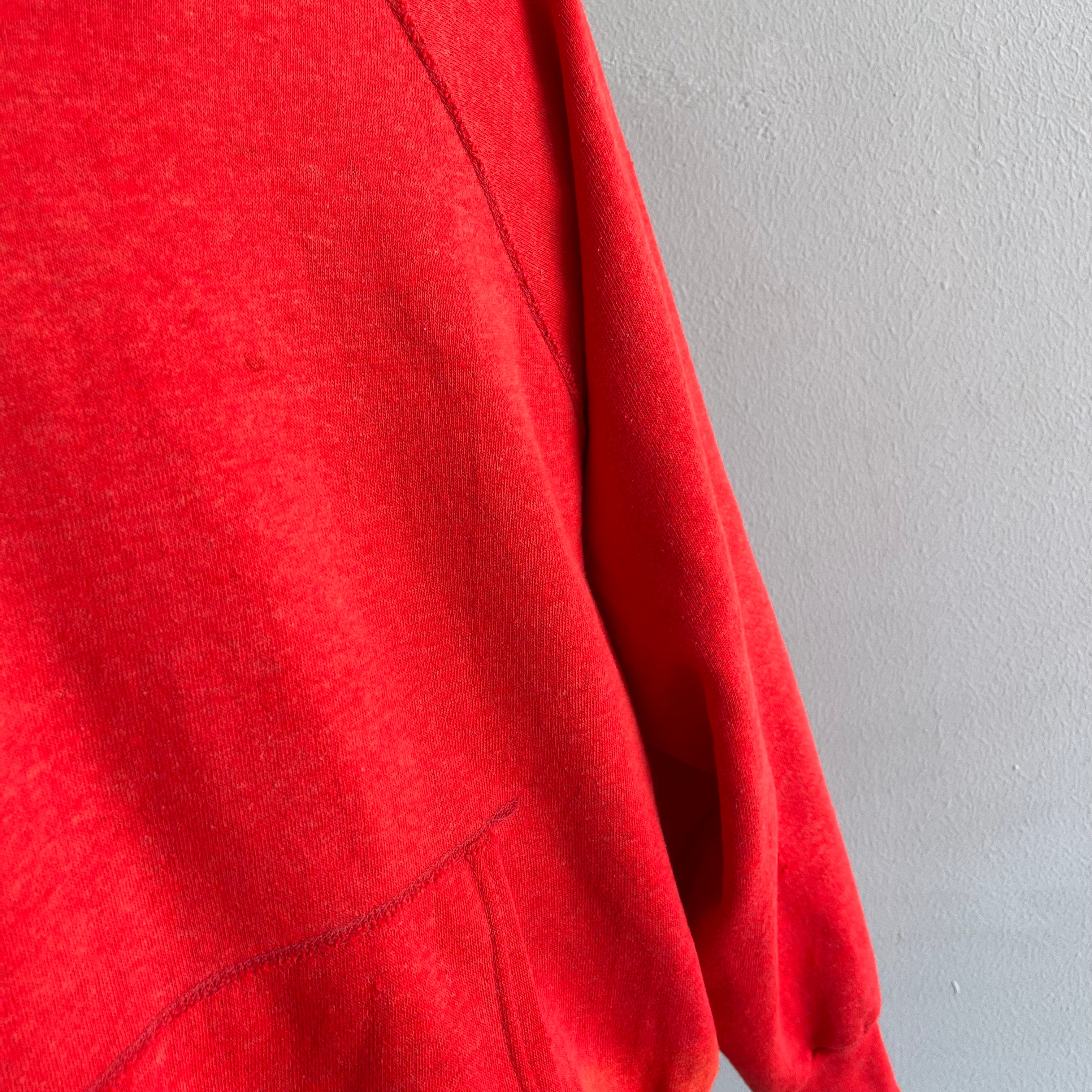 1980s Sun Faded Smaller Red Hoodie