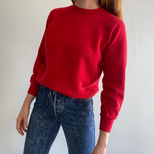 1980s Saint Johns Bay SUPER Stained - In A Cool Way - Blank Red Raglan