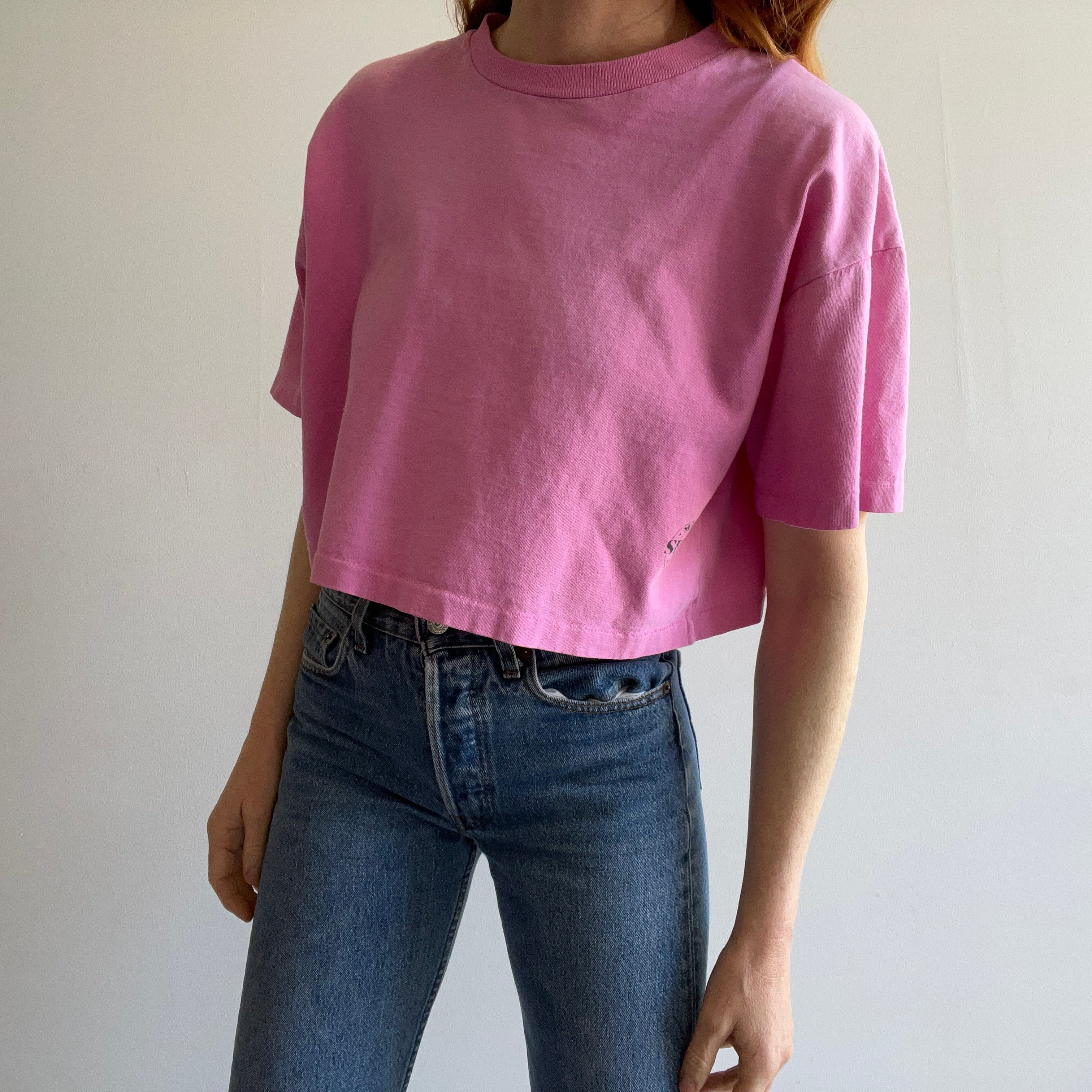 1980s Avon Faded Pink Crop Top