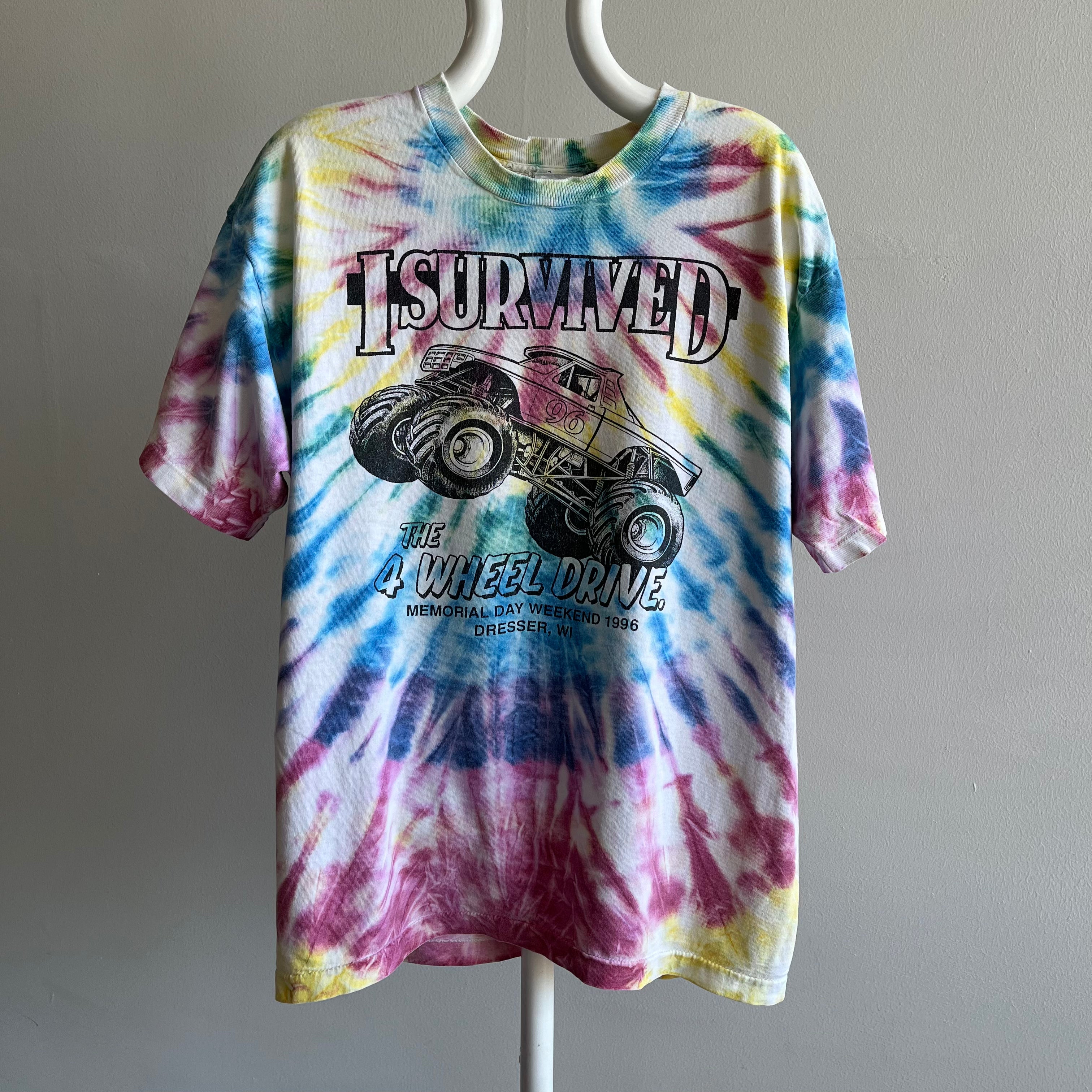 1996 RAD! Four Wheel Drive, Dresser Wisconsin Tie Dye T-Shirt