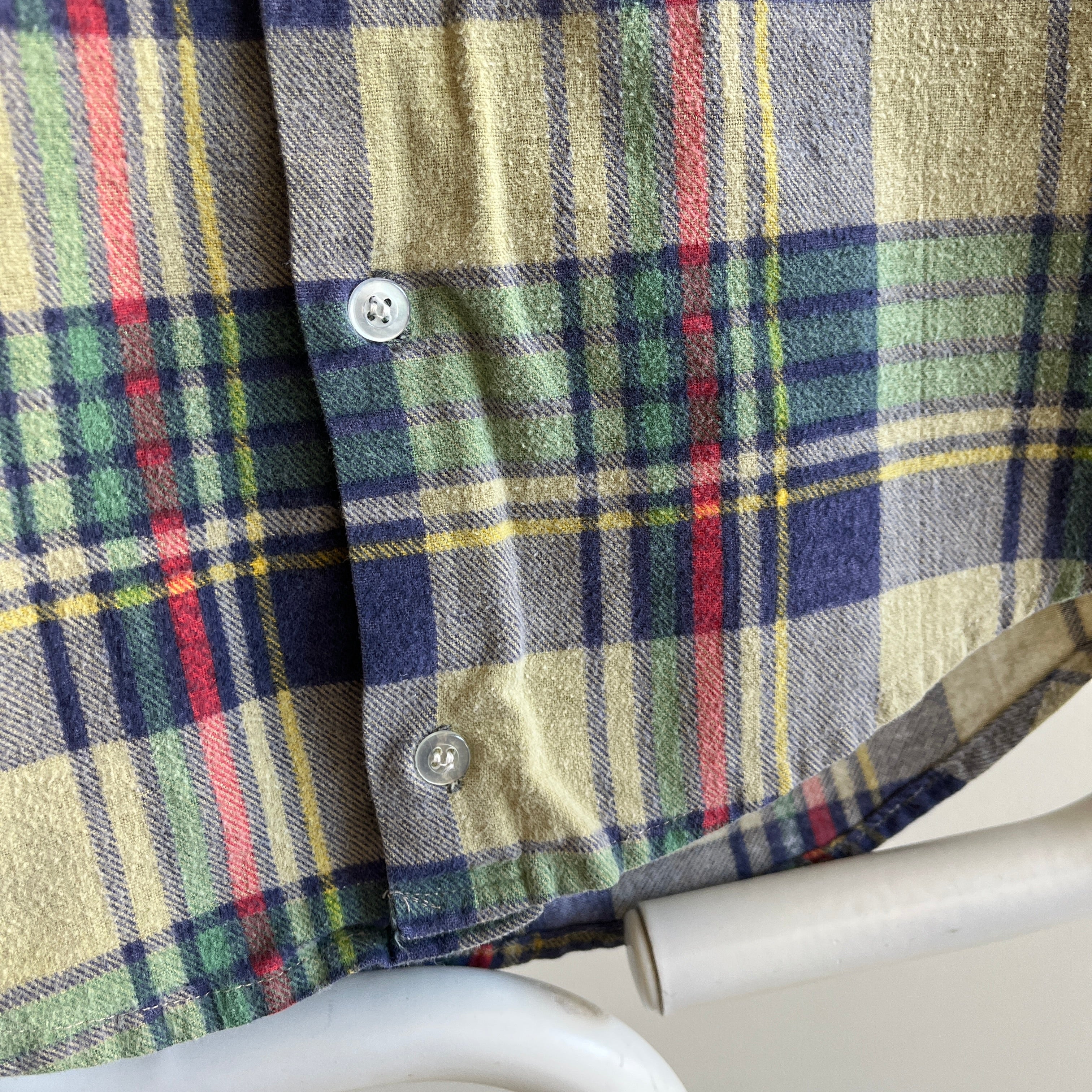 1970s Fitted Sun Faded Super Soft Flannel by Montgomery Ward