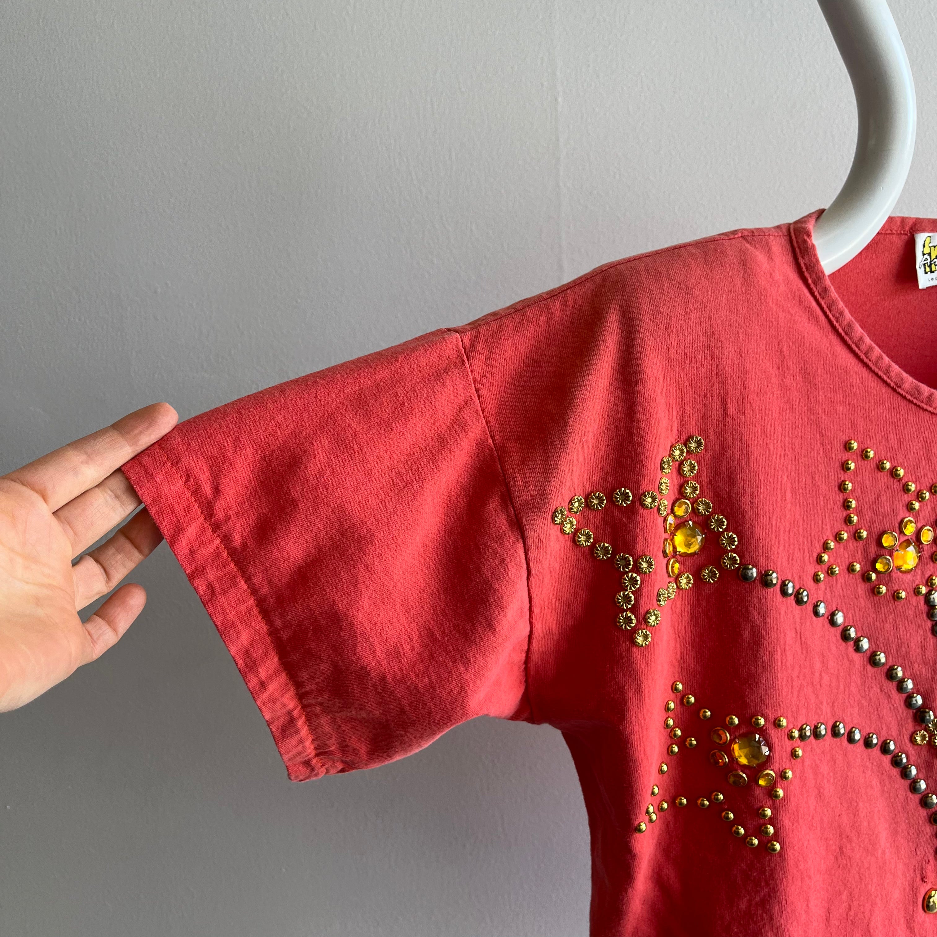 1980s Bedazzled T-Shirt with Shoulder Pads