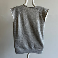 1970s Blank Gray Smaller Sized Muscle Tank Warm Up