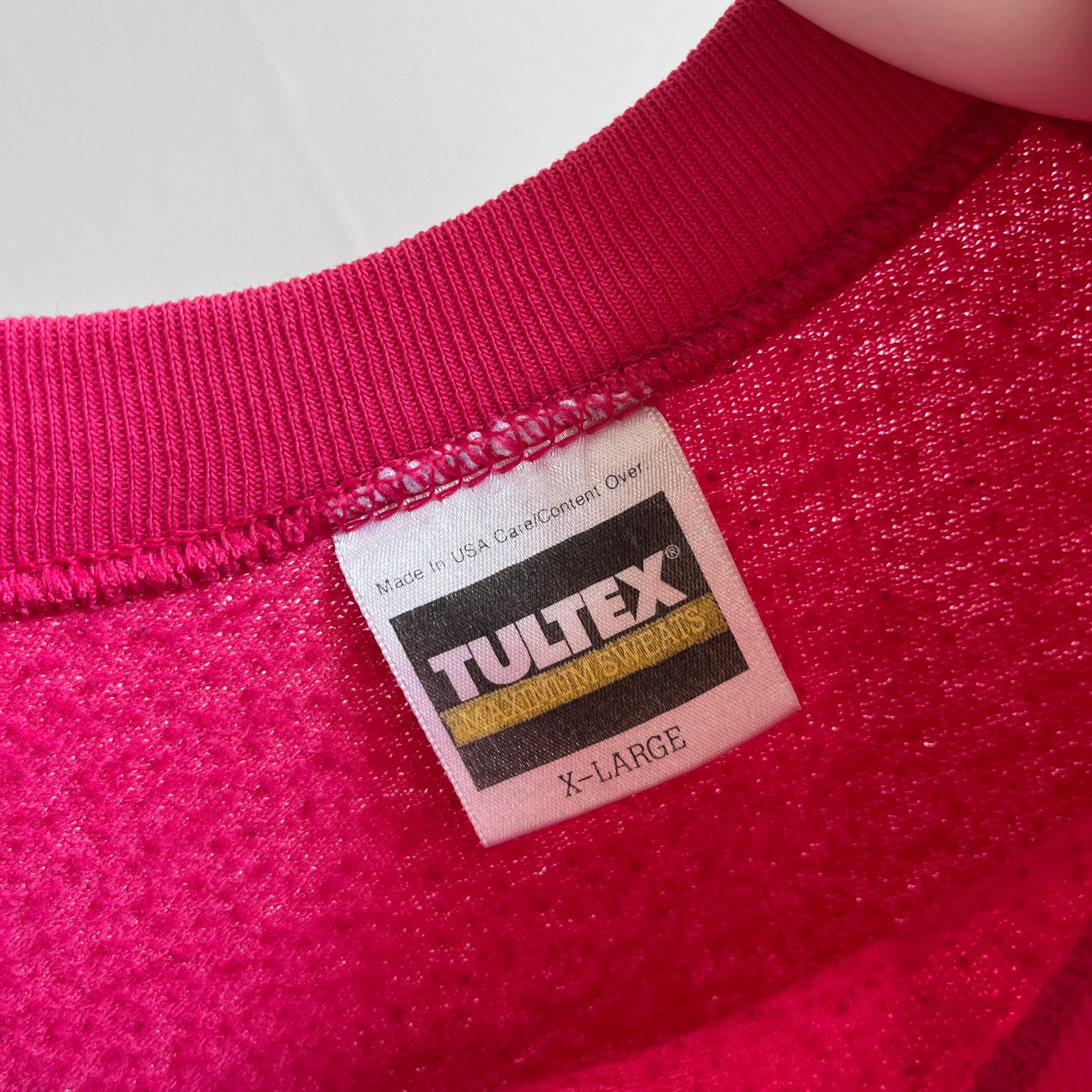 1990s Oversized Tultex Hot Pink Sweatshirt