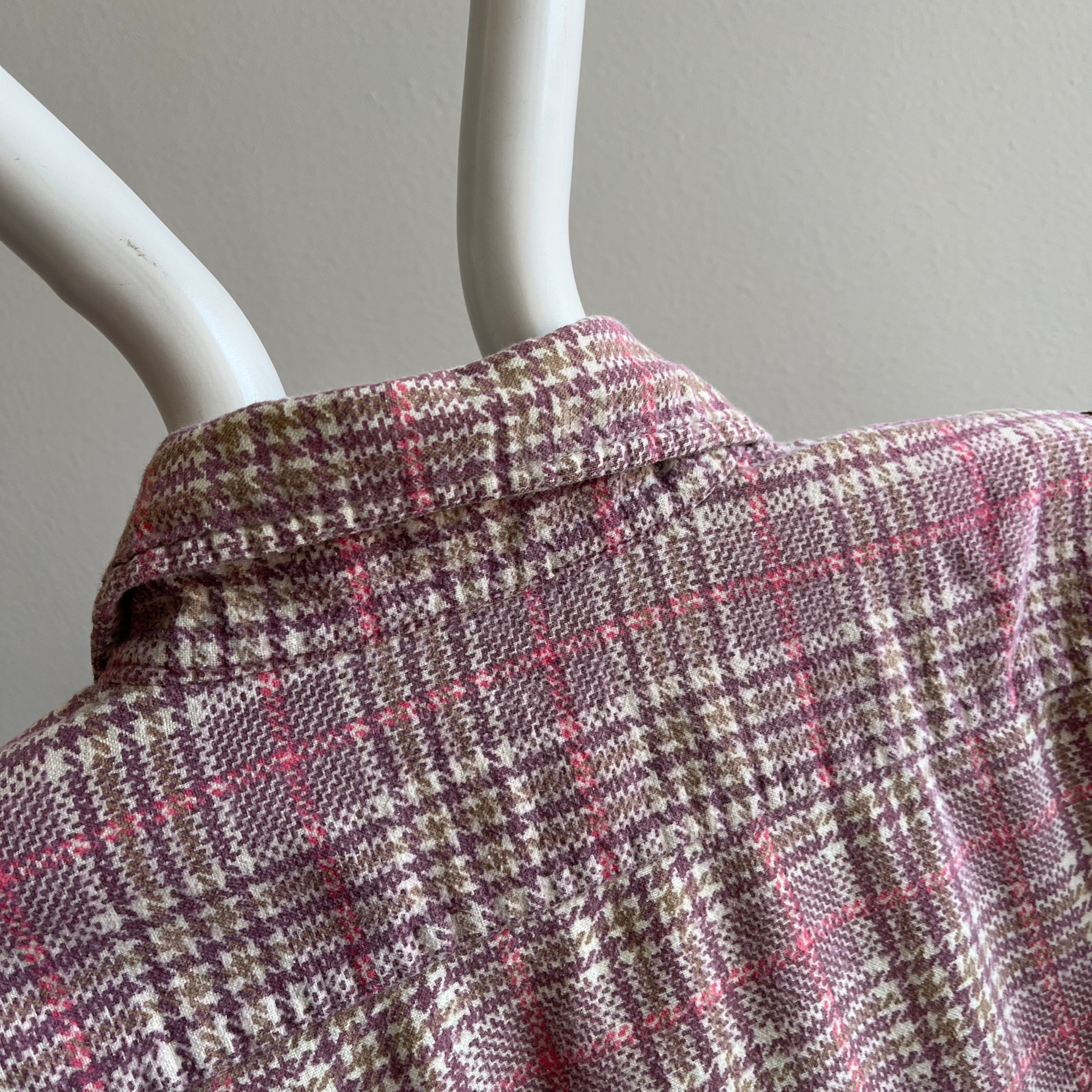 1970s Super Lightweight Pink Plaid Cotton Flannel - Swoon