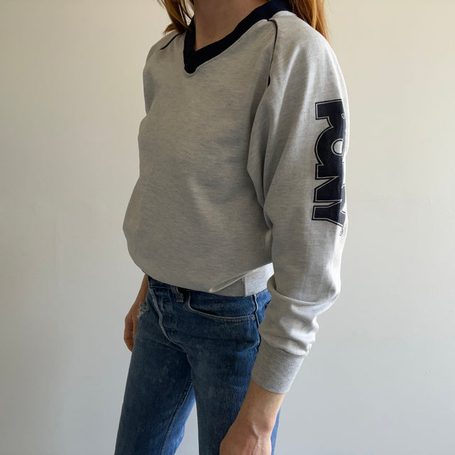 1980s PONY V-Neck Sweatshirt (not fleecy)