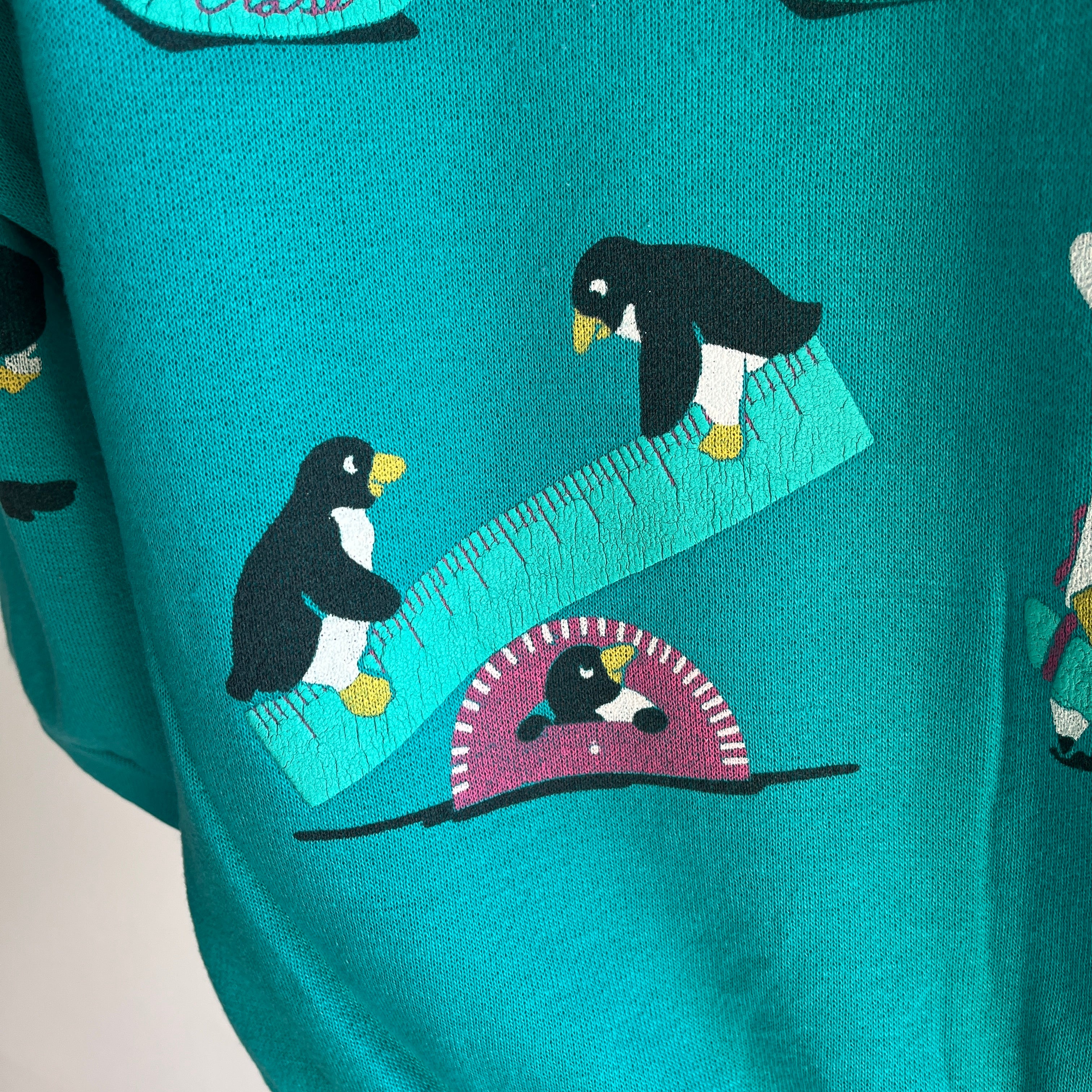 1980s Penguins Doing Math Homework Sweatshirt - Casual Greatness