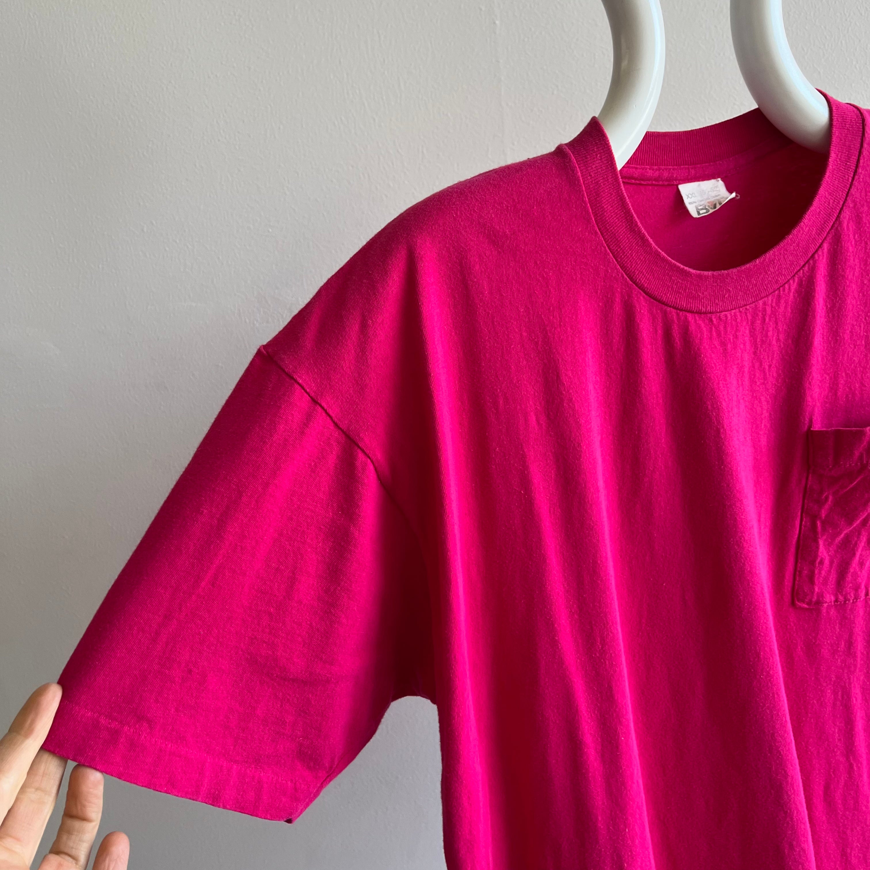 1990s Hot Pink Oversized Pocket T-Shirt by BVD