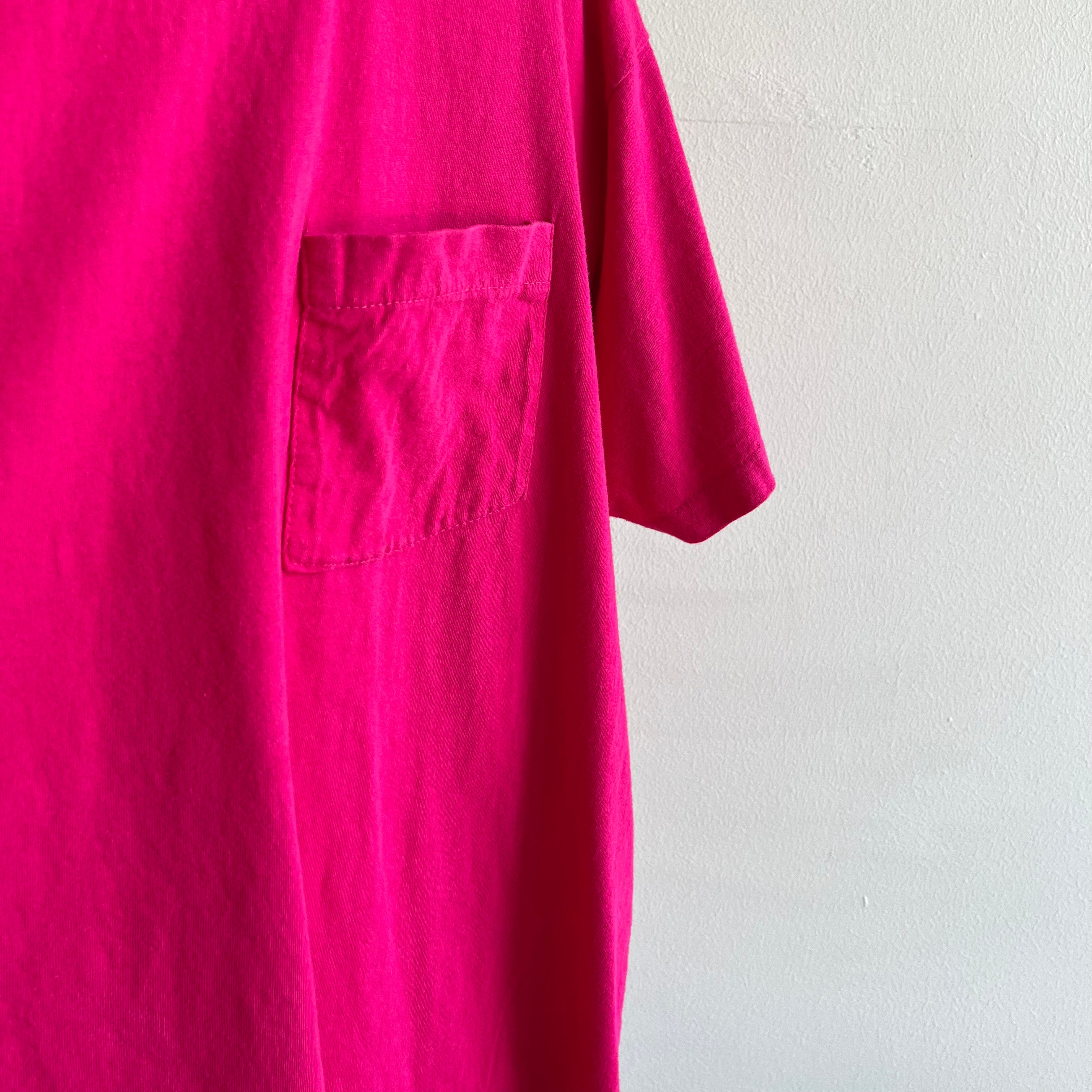 1990s Hot Pink Oversized Pocket T-Shirt by BVD