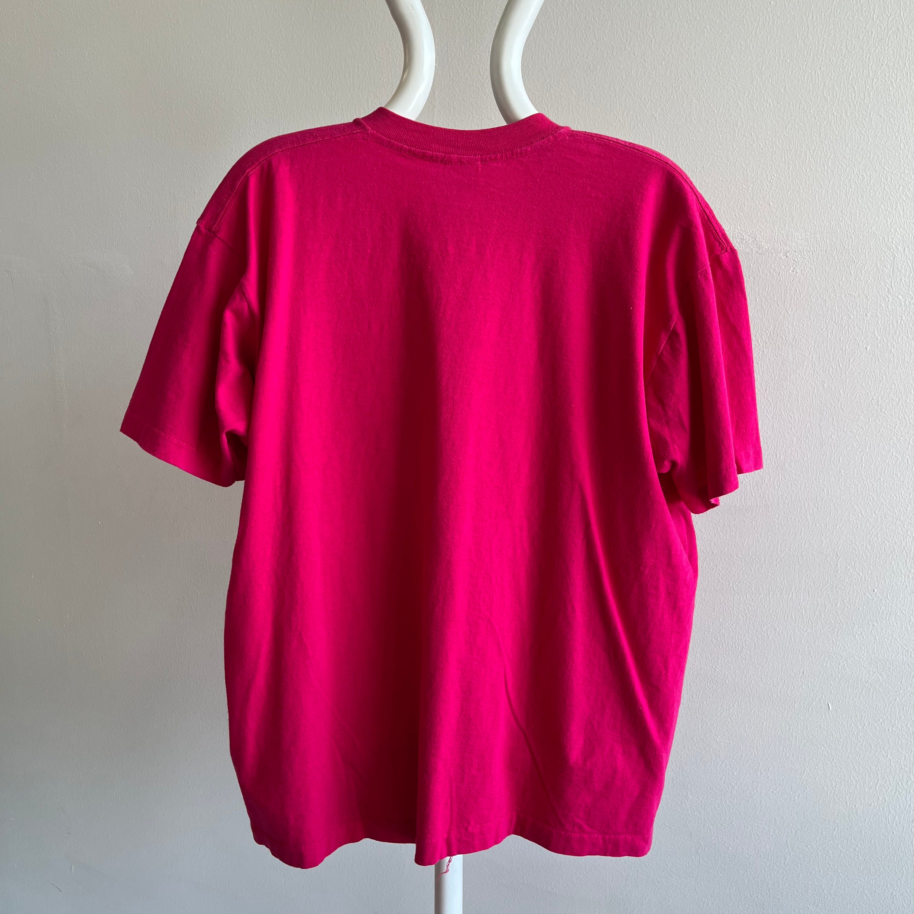 1990s Hot Pink Oversized Pocket T-Shirt by BVD