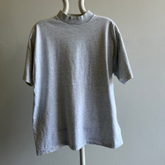 1990s Mock Neck Blank Gray T-Shirt by BVD