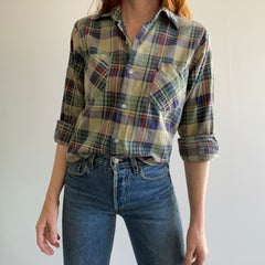 1970s Fitted Sun Faded Super Soft Flannel by Montgomery Ward