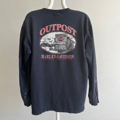 1990s Tattered, Thrashed, Paint Stained Long Sleeve Cotton Harley Pocket T-Shirt