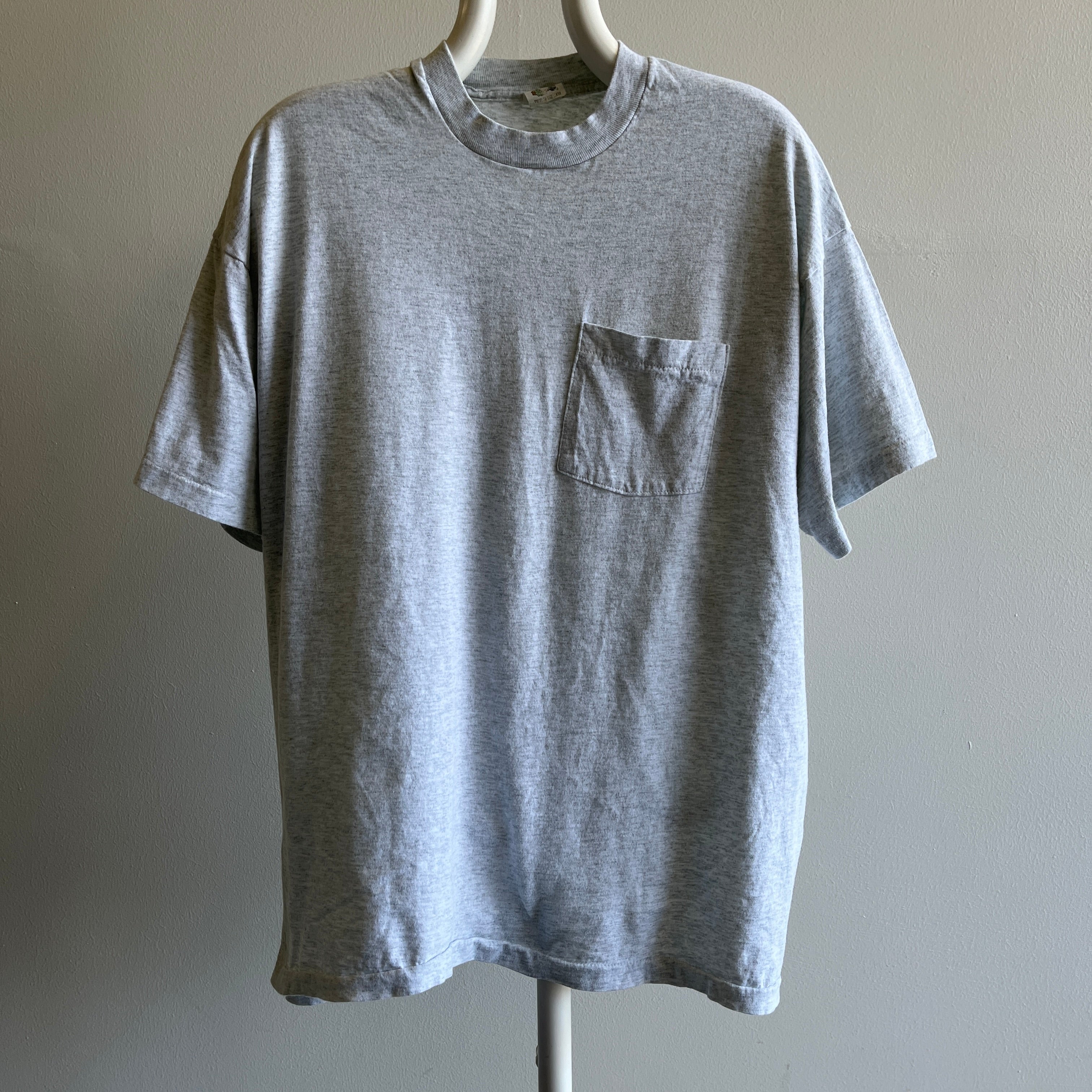 1980s XXXL Labeled Blank Light Gray FOTL Pocket T-Shirt