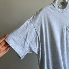 T-shirt de poche FOTL gris clair étiqueté XXXL des années 1980