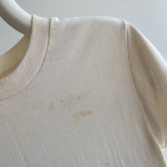 Coeur Sharpie bricolage des années 1970 avec un ? T-shirt blanc taché Super Age