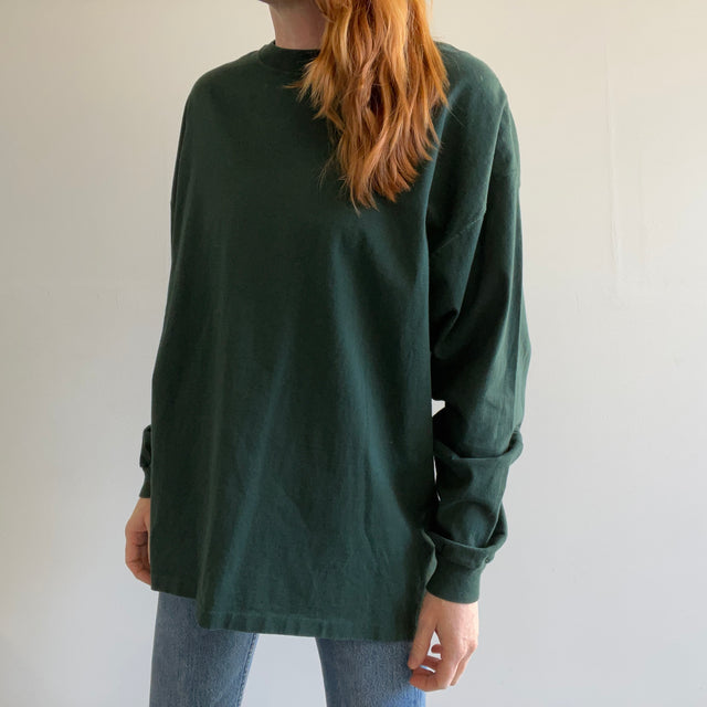 1990s USA Made GAP Long Sleeve Dark Green T-Shirt