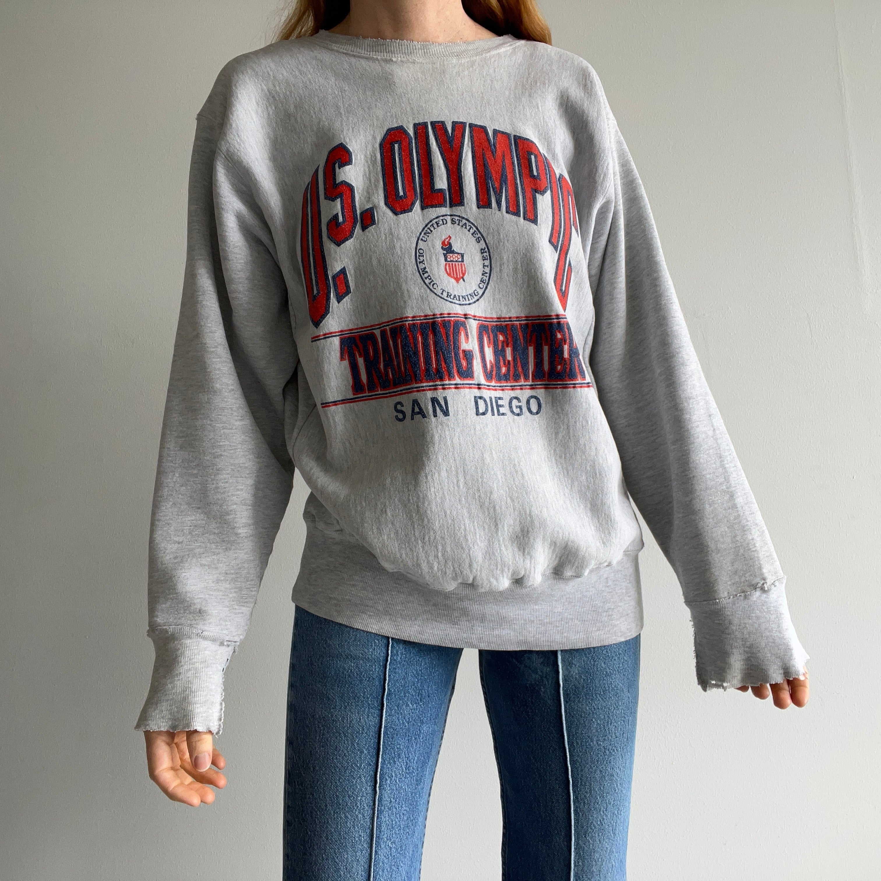 1990s U.S. Olympic Training San Diego Thrashed Cuff Sweatshirt