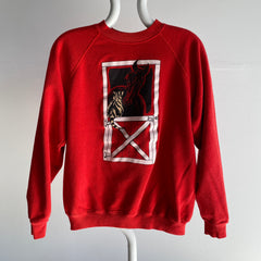 1980s Hanes Cat and Horse Graphic Sweatshirt
