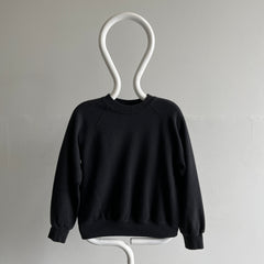 1980s Perfect Blank Black Raglan  - Soft and Cozy