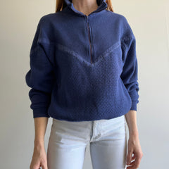 1980s !!!Membres seulement!!! 1/4 Zip Rad Navy/Indigo/Violet Mock Neck Zip Up - OMG!