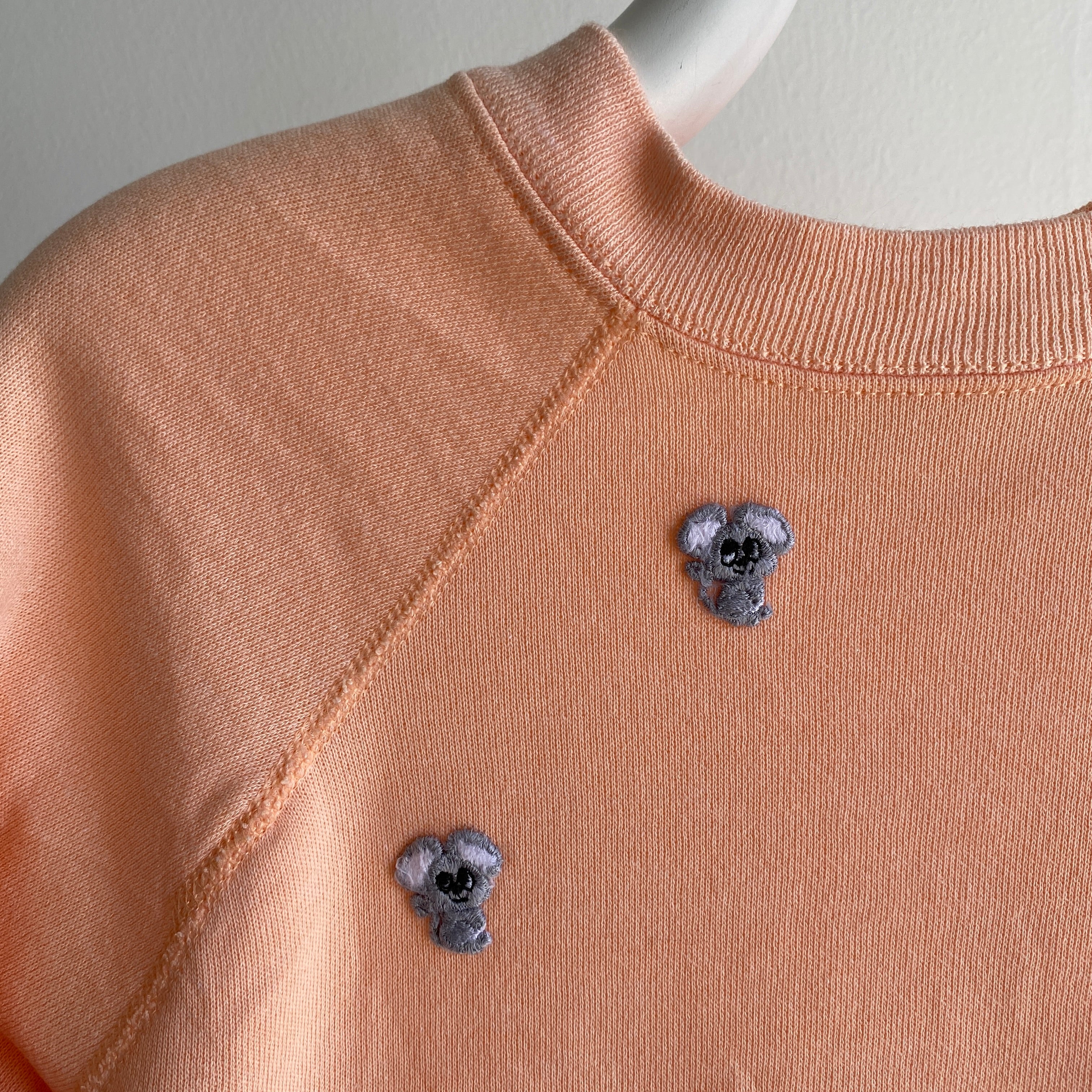 1980s Peach Raglan with Appliqué Mice on Front and Back