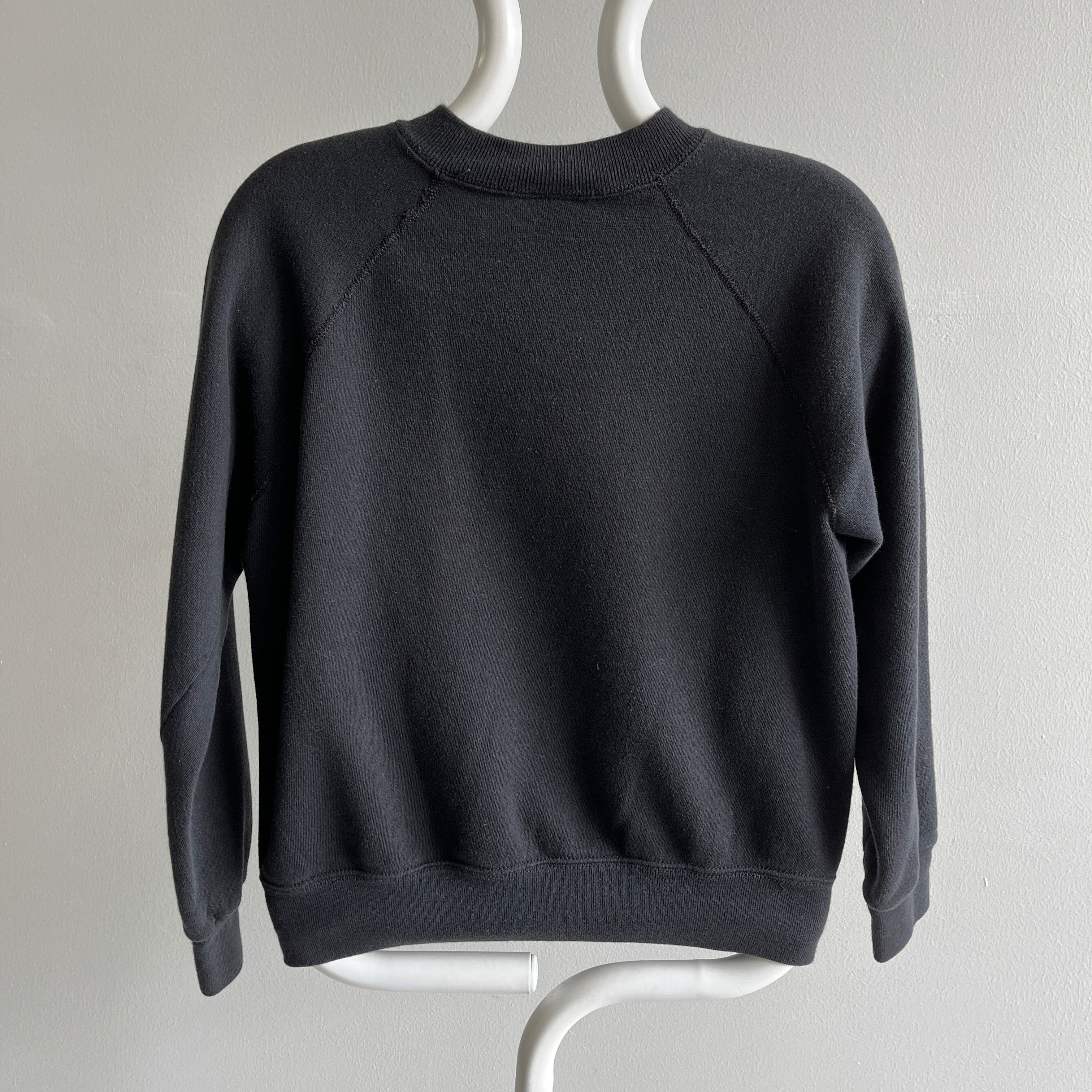 1980s Perfect Blank Black Raglan  - Soft and Cozy