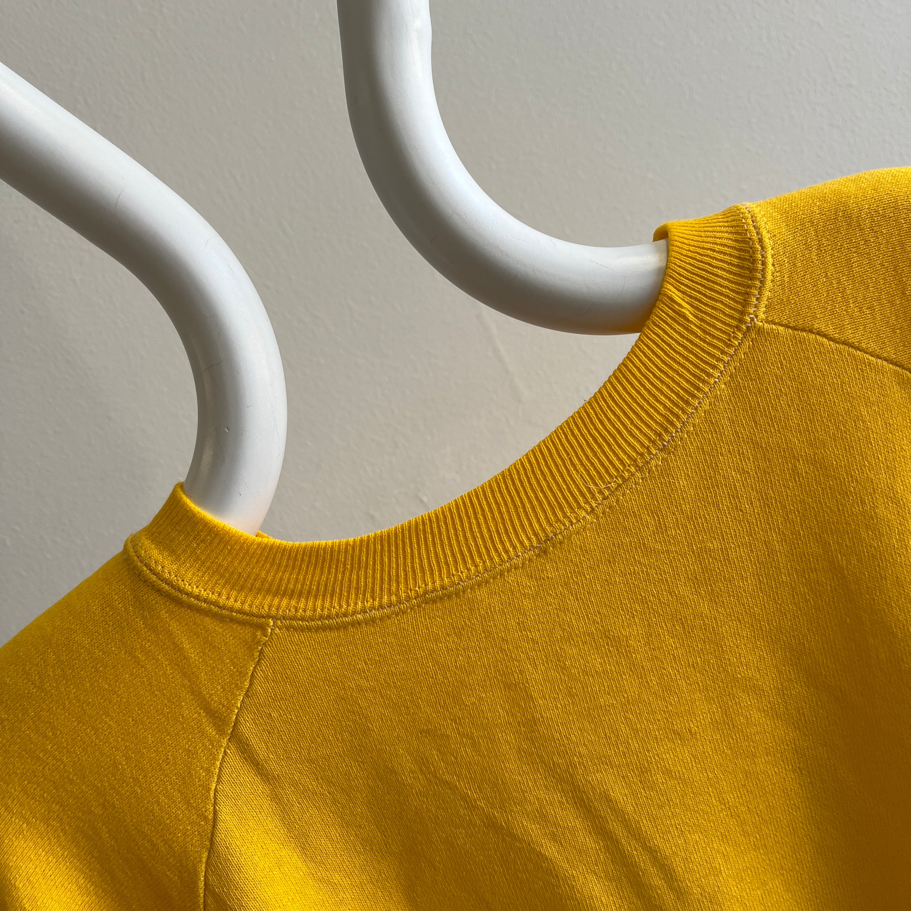 1980s Super Stained Blank Marigold Yellow Raglan Sweatshirt