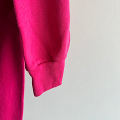 1980s Boxy Blank Hot Pink/Magenta Raglan Sweatshirt by Tultex