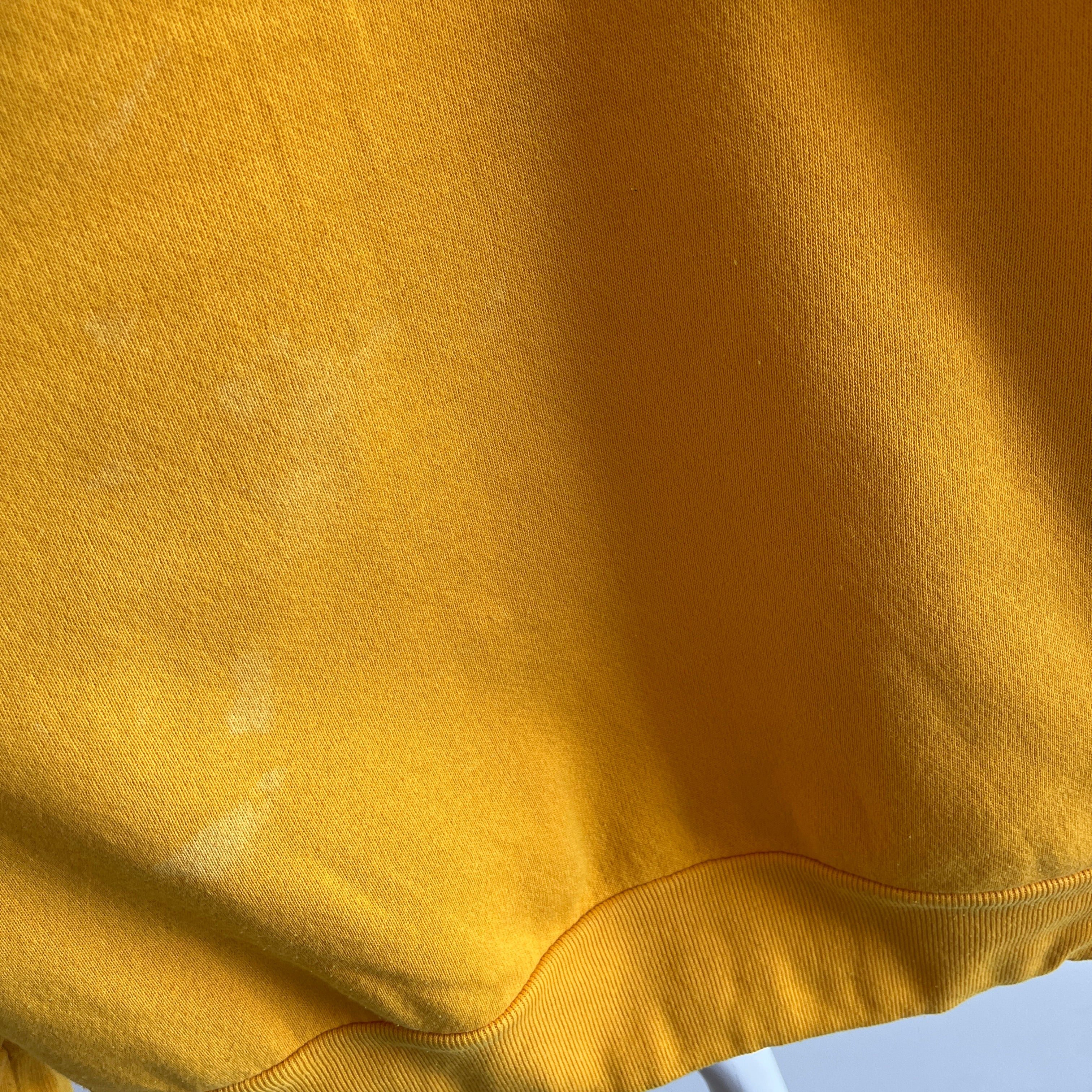 1980s Super Stained Blank Marigold Yellow Raglan Sweatshirt