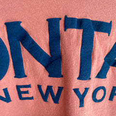 T-shirt à manches longues en coton surdimensionné Montauk New York des années 1990 - WOW