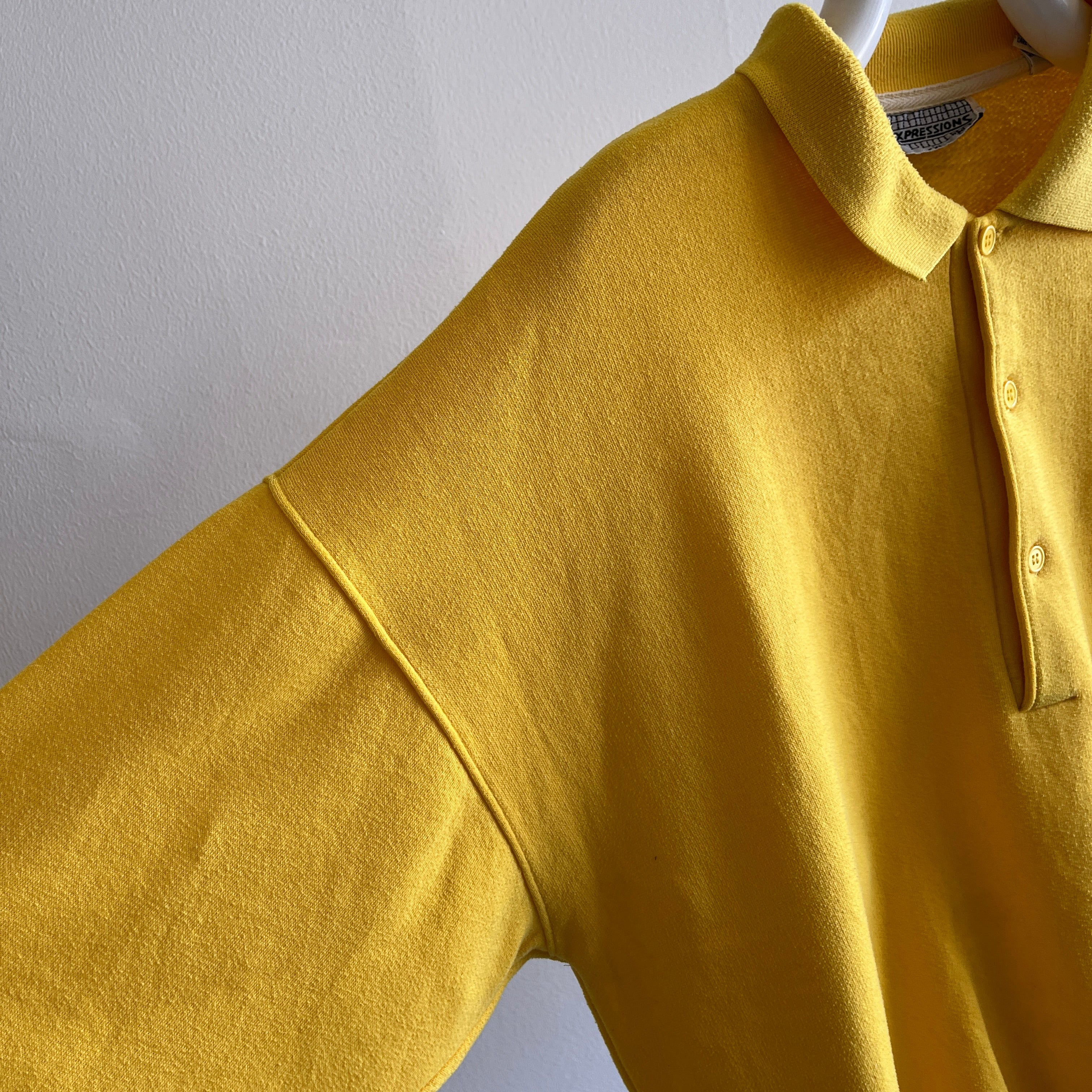 1980s French's Yellow Henley Collared Sweatshirt - So Good!