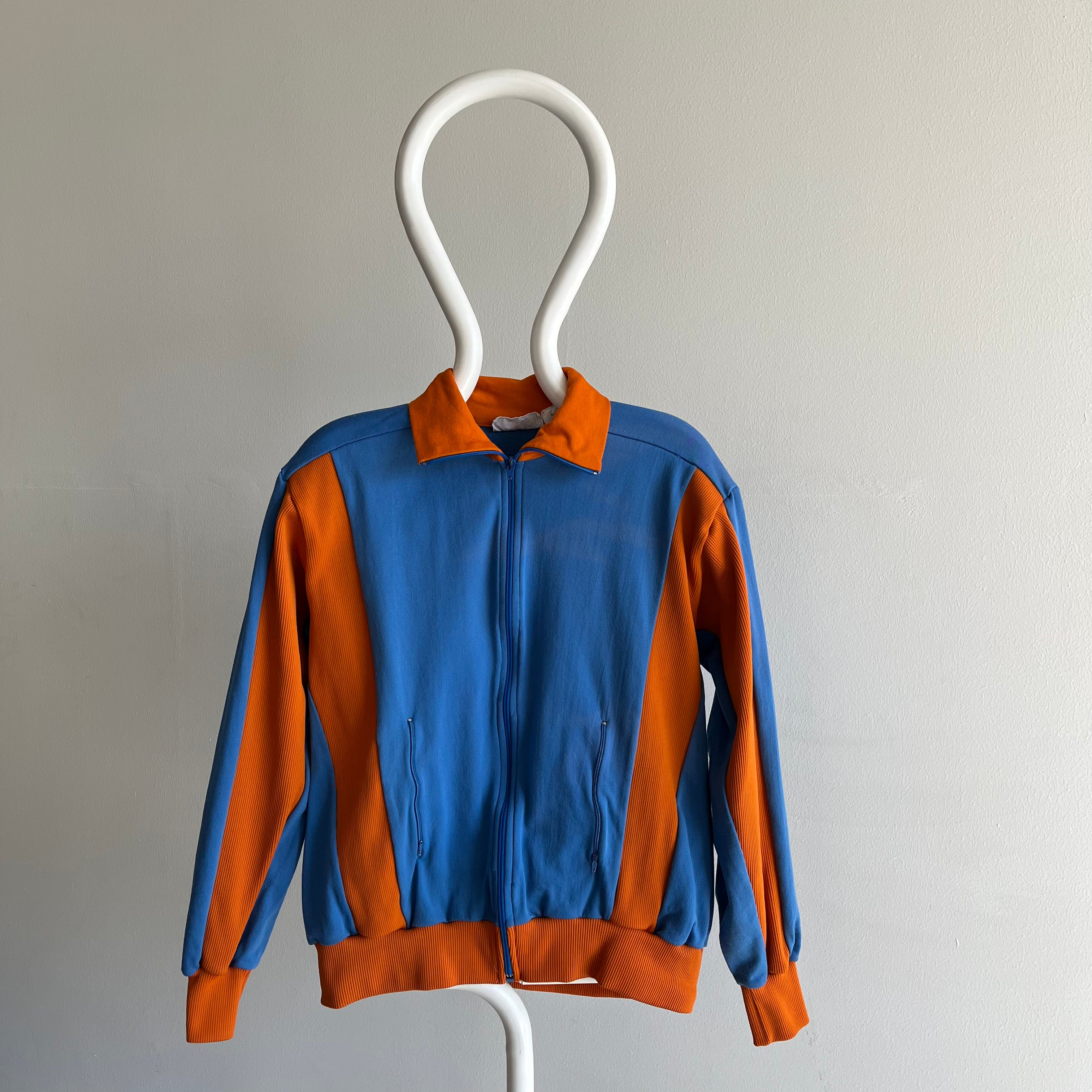 1970s Two Tone Structured Nylon/Cotton Zip Up - REALLLL GOOOOOD