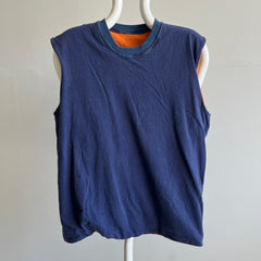 1970s Reversible Navy and Orange Super Soft Muscle Tank